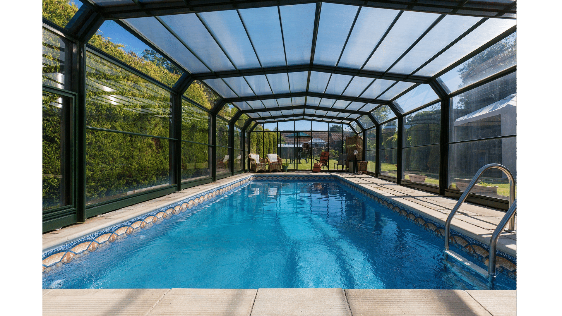 Modern pool design with outdoor living space